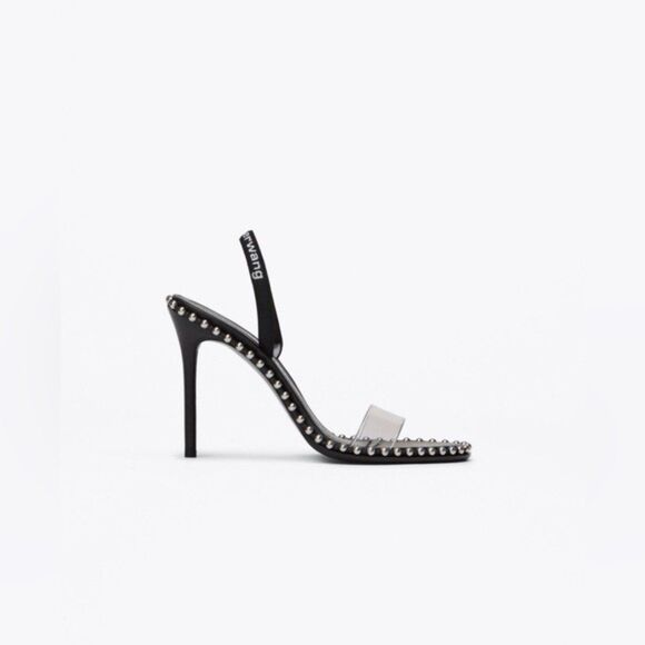 ALEXANDER WANG Black Nova Studded Slingback Sandal Heels - Picture 1 of 9
